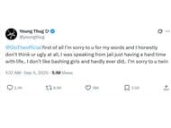 Thug's apology to GloRilla (Image via X/ @youngthug)